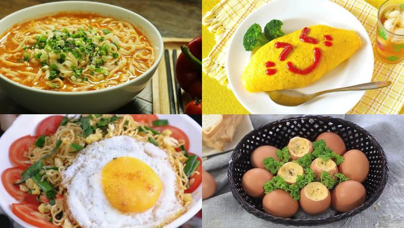 Hình ảnh các món ăn đơn giản nhưng giàu dinh dưỡng như cá hấp, thịt kho, trứng luộc, trình bày bắt mắt
