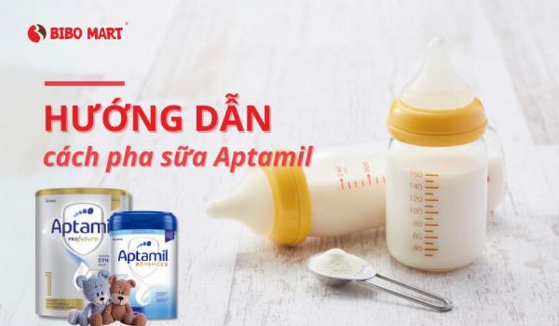 Hình ảnh minh họa các bước pha sữa Aptamil Đức đúng cách, sạch sẽ và an toàn cho bé