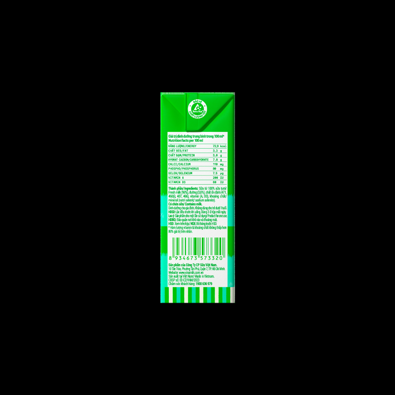 Hình ảnh thùng sữa Vinamilk thể tích 180ml, thể hiện số lượng hộp và thông tin sản phẩm.