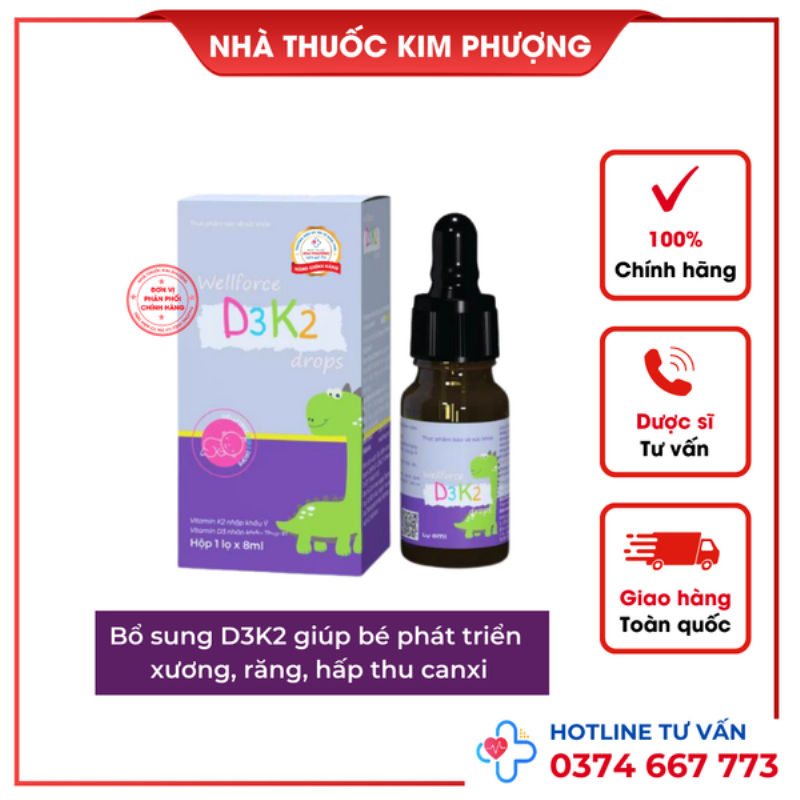 Vitamin D3 K2 hỗ trợ phát triển xương