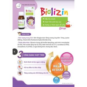 BIOLIZIN - Bổ sung Kẽm hữu cơ,Lysin,Vitamin B6, giúp bé ăn ngon, tăng đề kháng (lọ 50 ml)