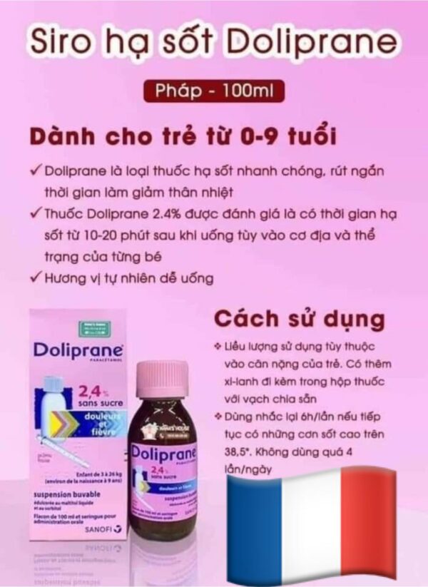 SIRO HẠ SỐT DOLIPRANCE 100ml NỘI ĐỊA PHÁP