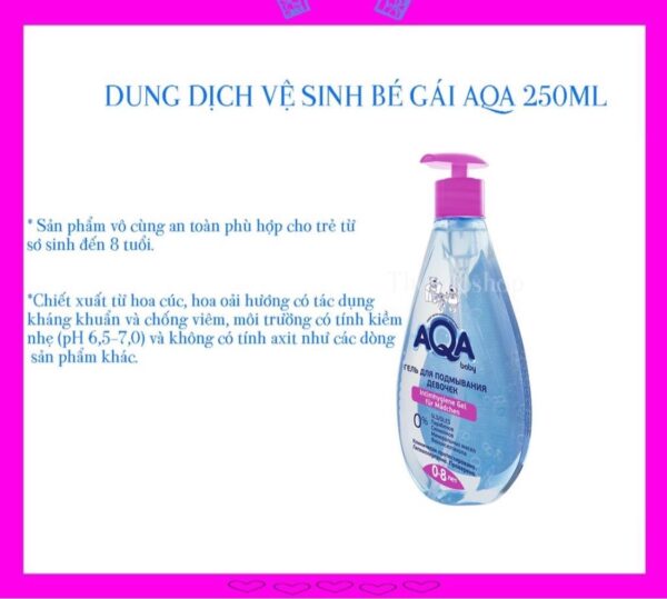 Dung dịch vệ sinh AQA Baby Nga dành cho bé gái , bé trái dạng gel 250ml (từ 0-8y)