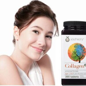 Viên uống đẹp da Collagen vitamin C chai 390 viên hãng Youtheory của Mỹ (mẫu mới)