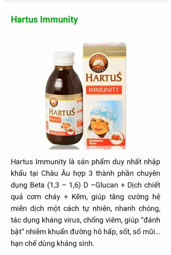 SIRO HARTUS IMMUNITY TĂNG CƯỜNG SỨC ĐỀ KHÁNG CHO TRẺ