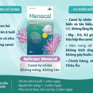 Canxi Menacal - Canxi từ tảo biển và san hô cho mẹ bầu và trẻ nhỏ (hộp 60 viên)