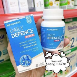 Men vi sinh tai mũi họng Amidan - BLIS K12 PROBIOTICS DAILY DEFENCE JUNIOR (45g) - tăng đề kháng đường hô hấp