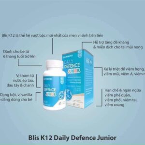 Men vi sinh tai mũi họng Amidan - BLIS K12 PROBIOTICS DAILY DEFENCE JUNIOR (45g) - tăng đề kháng đường hô hấp