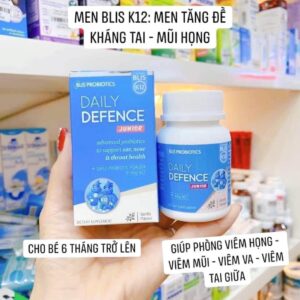 Men vi sinh tai mũi họng Amidan - BLIS K12 PROBIOTICS DAILY DEFENCE JUNIOR (45g) - tăng đề kháng đường hô hấp