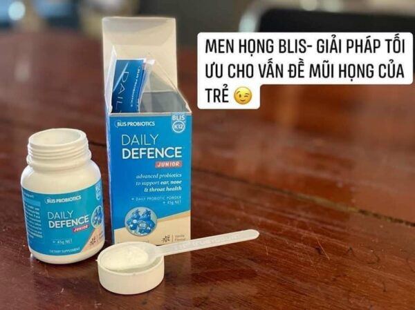 Men vi sinh tai mũi họng Amidan - BLIS K12 PROBIOTICS DAILY DEFENCE JUNIOR (45g) - tăng đề kháng đường hô hấp