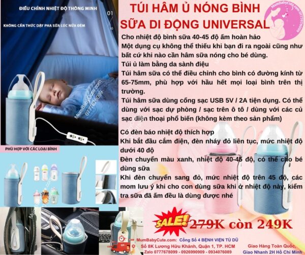 Ủ BÌNH SỮA CHỈNH NHIỆT ĐỘ BAO DA XANH