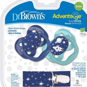 Set 2 Ti Ngậm Chỉnh Nha Dr.Brown's kèm dây đeo size 0-6m/6-18m