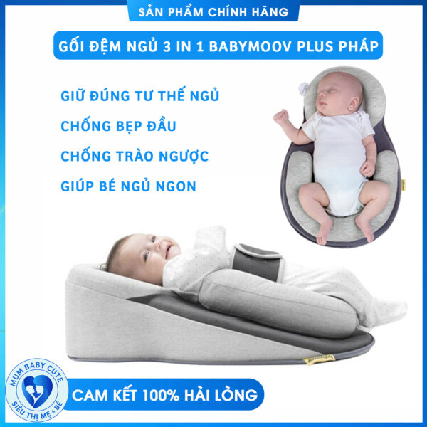 GỐI ĐỆM NGỦ 3 IN 1 BABYMOOV PLUS PHÁP CAO CẤP CHỐNG TRÀO NGƯỢC