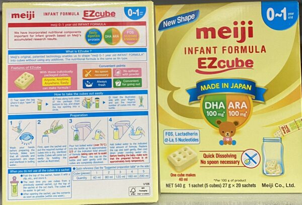 Sữa Meiji Infant Formula Ezcube Nhập Khẩu Nhật Số 0 bé Từ 0-12 Tháng (Hộp 20 thanh)