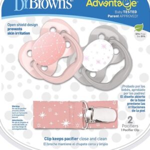 Set 2 Ti Ngậm Chỉnh Nha Dr.Brown's kèm dây đeo size 0-6m/6-18m