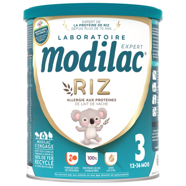 Sữa bột đạm gạo Modilac Expert Riz 3 dành cho trẻ bị ứng đạm bò, bất dung nạp lastose từ 12-36tháng - 800g