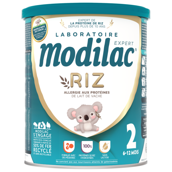 Sữa bột đạm gạo Modilac Expert Riz 2 dành cho trẻ bị ứng đạm bò, bất dung nạp lastose từ 6-12 tháng - 800g