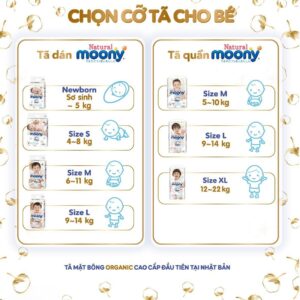 Bỉm tã quần Moony Natural bông hữu cơ các size