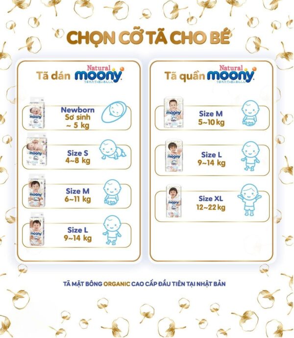 Bỉm tã quần Moony Natural bông hữu cơ các size